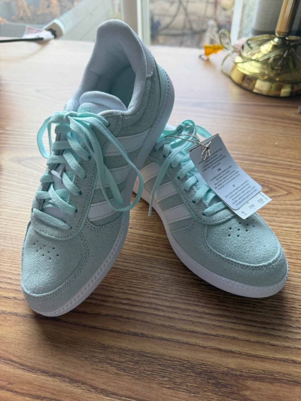 Mint Green and White Adidas Sneakers